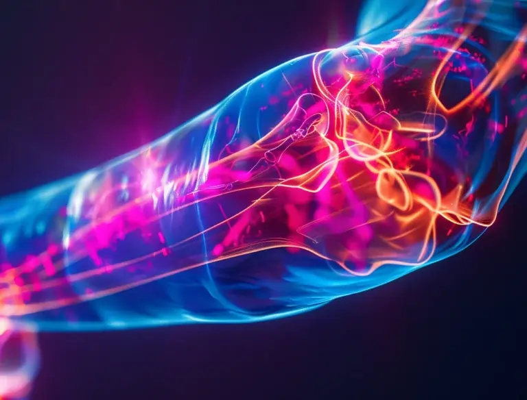 Healthy blood circulation flow graphic representing nerve regeneration and tissue repair